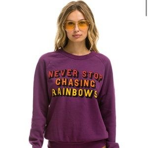 Aviator nation crew sweatshirt purple xs